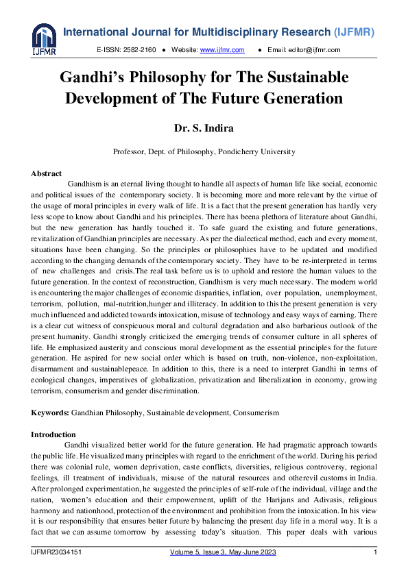 (PDF) Gandhi’s Philosophy for the Sustainable Development of the Future ...