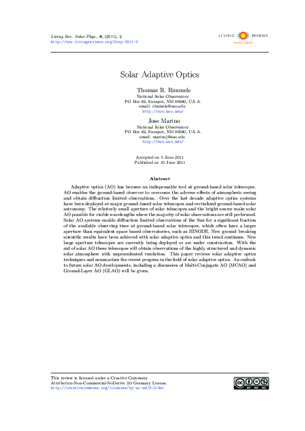 (PDF) Solar Adaptive Optics