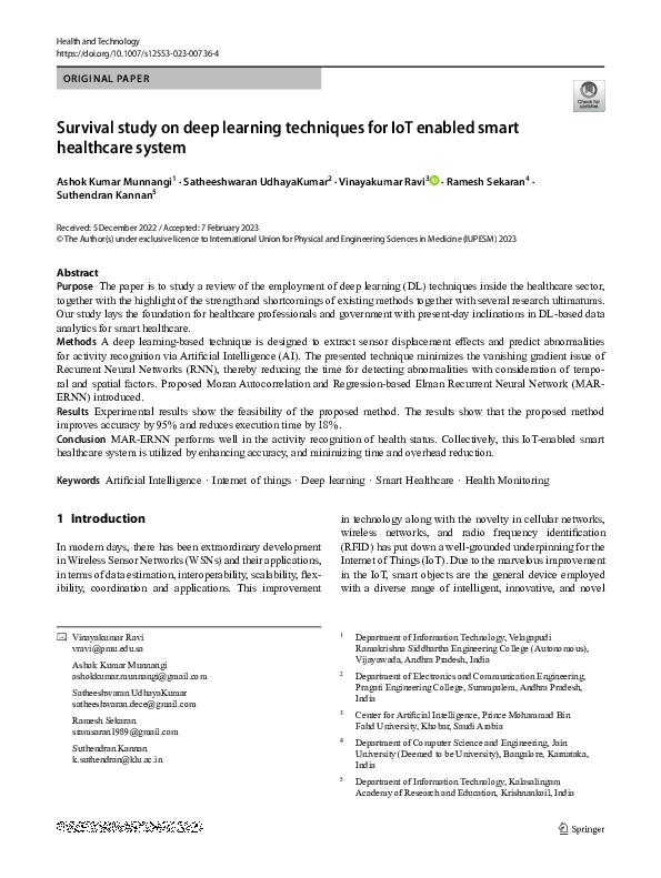 (PDF) Survival study on deep learning techniques for IoT enabled smart ...
