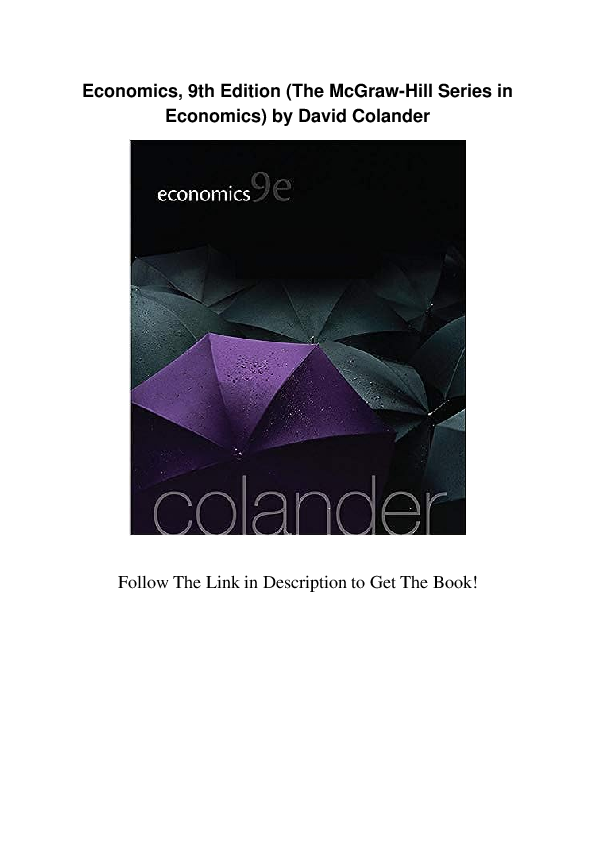 (PDF) Economics 9th Edition The McGraw Hill Series In Economics by