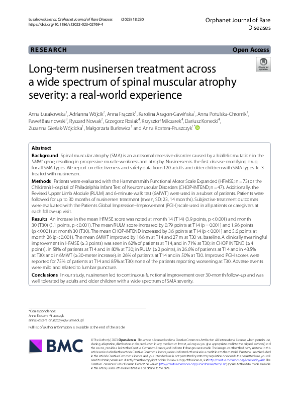 (PDF) Long-term nusinersen treatment across a wide spectrum of spinal ...