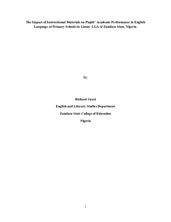 (DOC) The Impact of Instructional Materials on Pupils' Academic ...
