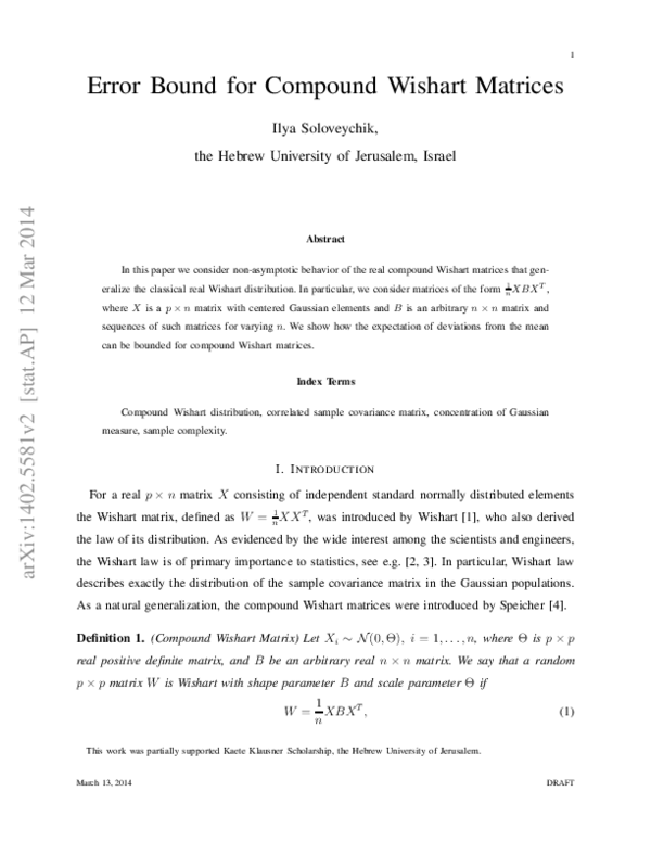 (PDF) Error Bound for Compound Wishart Matrices