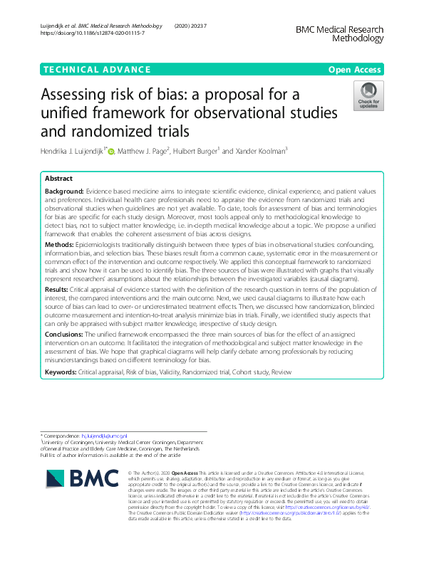(PDF) Assessing risk of bias: a proposal for a unified framework for ...