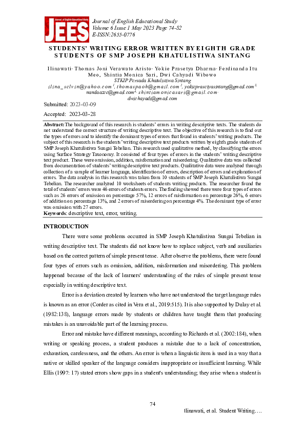(PDF) Students’ Writing Error Written by Eighth Grade Students of SMP ...