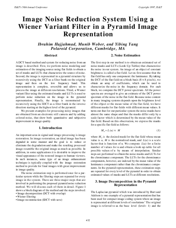 (PDF) Image noise reduction system using a wiener variant filter in a ...