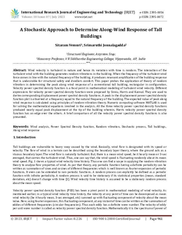 (PDF) A Stochastic Approach to Determine Along-Wind Response of Tall ...