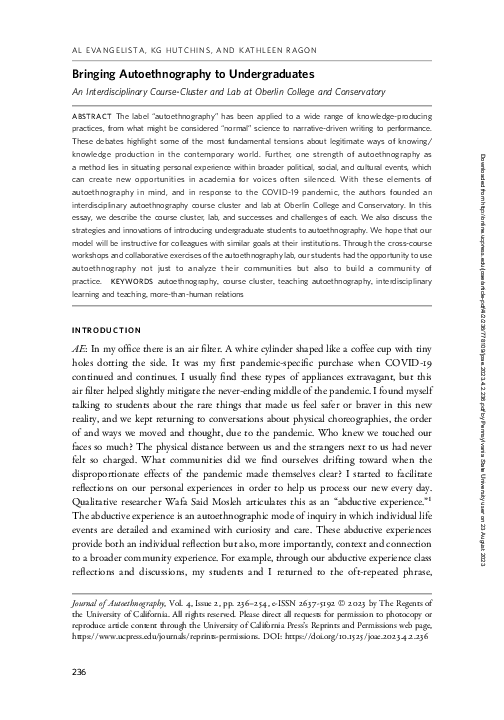 (PDF) Bringing Autoethnography to Undergraduates
