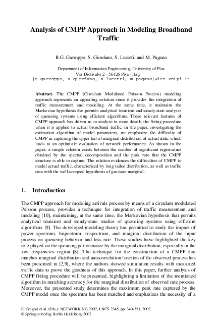 (PDF) Analysis of CMPP Approach in Modeling Broadband Traffic