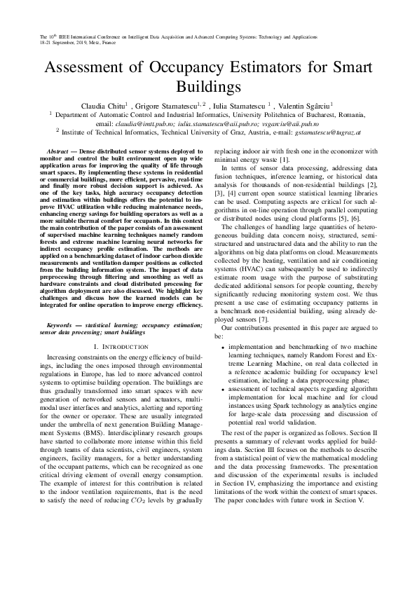 (PDF) Assessment of Occupancy Estimators for Smart Buildings