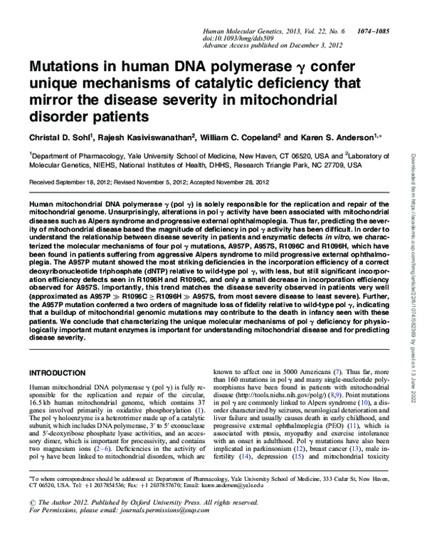 (PDF) Mutations in human DNA polymerase confer unique mechanisms of ...