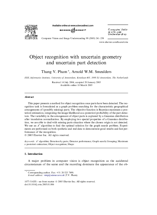 (PDF) Object recognition with uncertain geometry and uncertain part ...