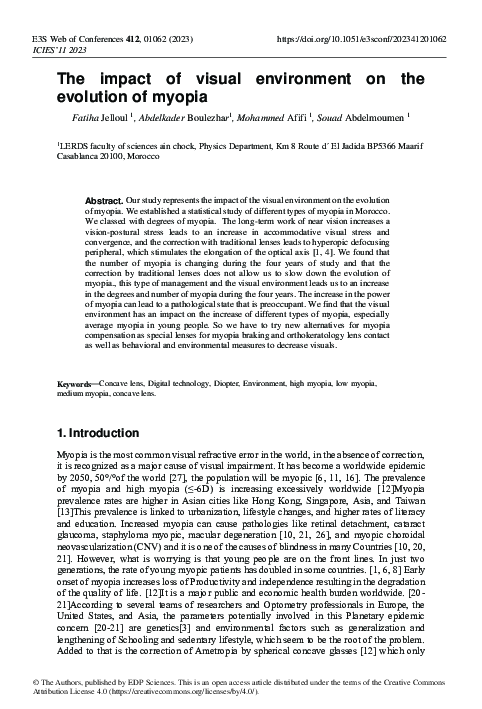(PDF) The impact of visual environment on the evolution of myopia