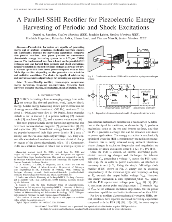 (PDF) A Parallel-SSHI Rectifier for Piezoelectric Energy Harvesting of ...