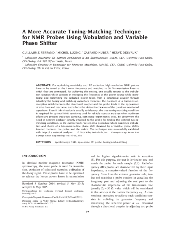 (PDF) A more accurate tuning-matching technique for NMR probes using ...