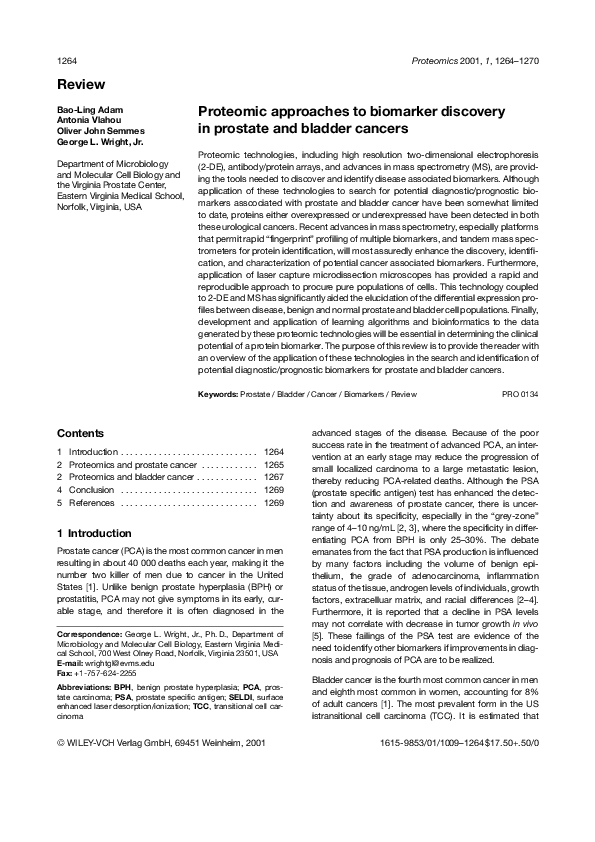 (PDF) Proteomic approaches to biomarker discovery in prostate and ...