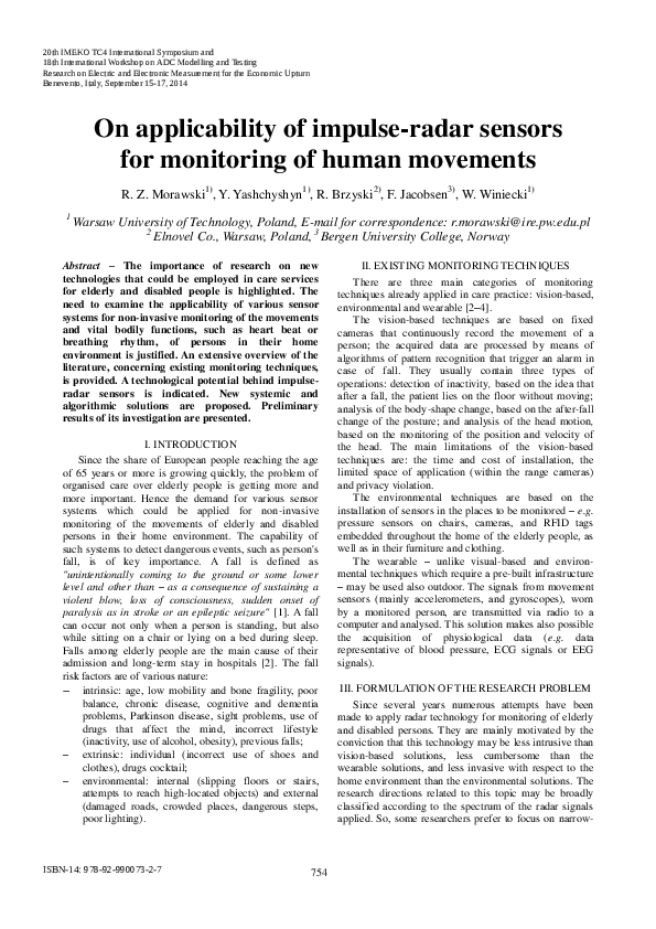 (PDF) On applicability of impulse-radar sensors for monitoring of human ...