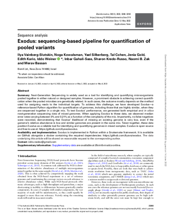 (PDF) Exodus: sequencing-based pipeline for quantification of pooled ...