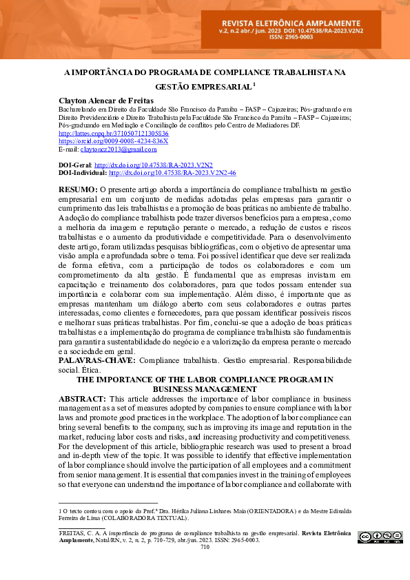 (PDF) A Importância Do Programa De Compliance Trabalhista Na Gestão ...