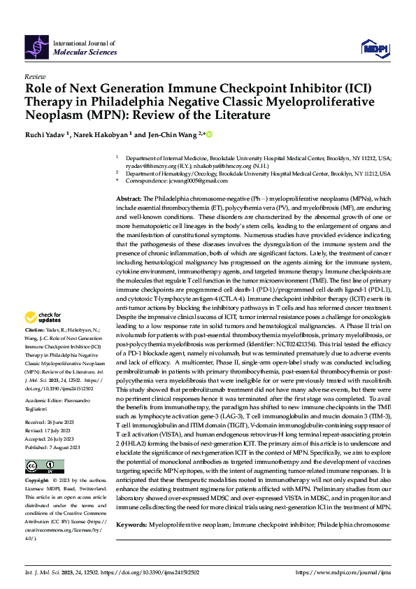 (PDF) Role of Next Generation Immune Checkpoint Inhibitor (ICI) Therapy ...