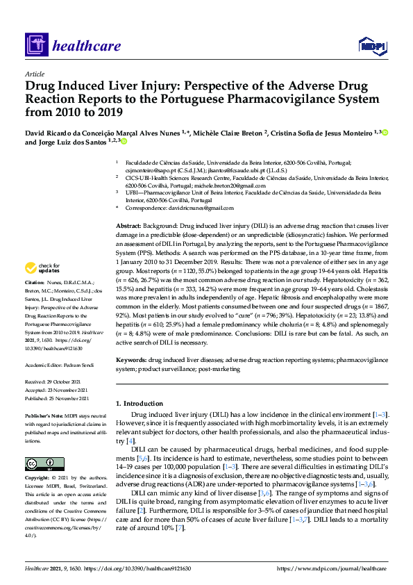 (PDF) Drug Induced Liver Injury: Perspective of the Adverse Drug ...