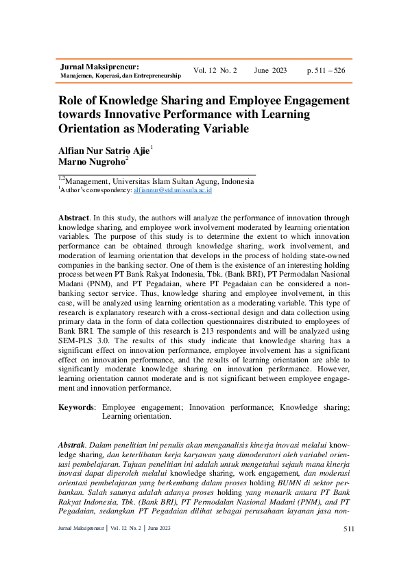 (PDF) Role of Knowledge Sharing and Employee Engagement Towards ...