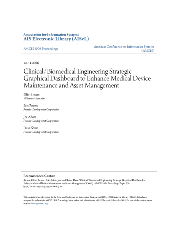 (PDF) Clinical/Biomedical Engineering Strategic Graphical Dashboard to ...