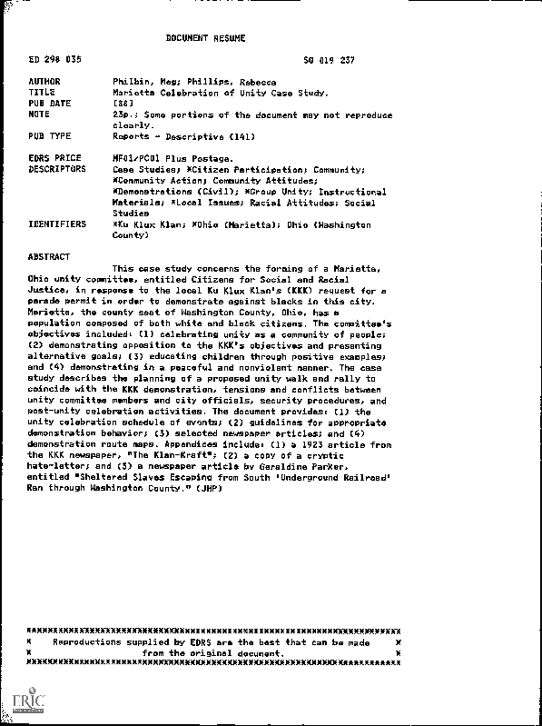 (PDF) Marietta Celebration of Unity Case Study