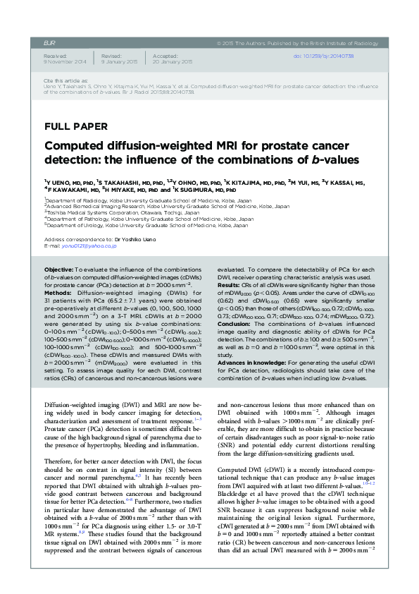 (PDF) Computed Diffusion-Weighted MR Imaging for Prostate Cancer ...