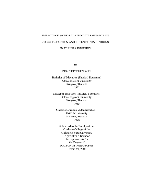 (PDF) Impacts of work-related determinants on job satisfaction and ...