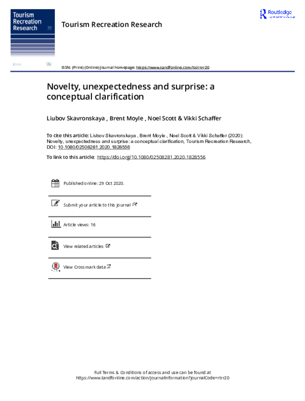 (PDF) Novelty, unexpectedness and surprise: a conceptual clarification