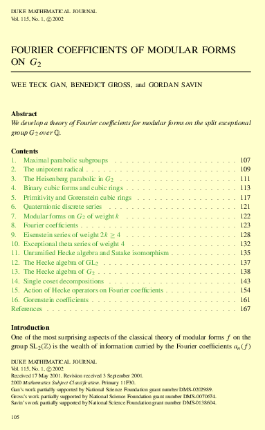 (PDF) Fourier coefficients of modular forms on G2