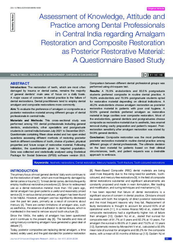 (PDF) Assessment of Knowledge, Attitude and Practice among Dental ...