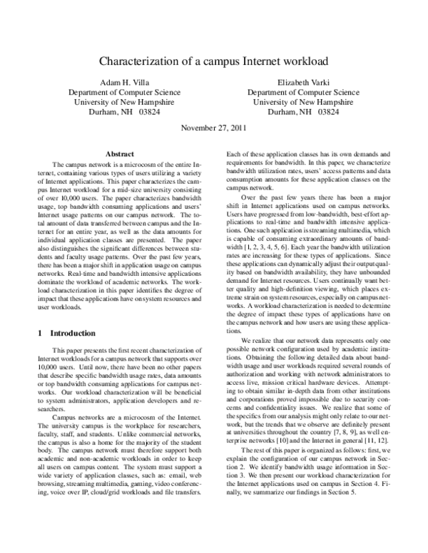 (PDF) Characterization of a campus Internet workload