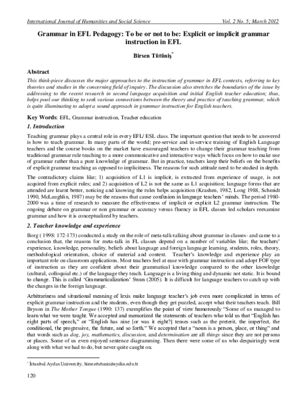 (PDF) Grammar in EFL Pedagogy: To be or not to be: Explicit or implicit ...