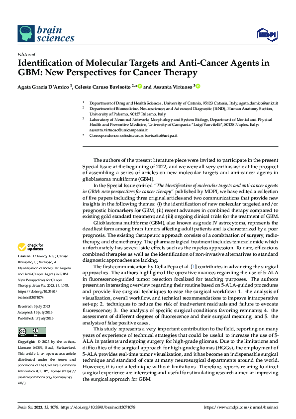(PDF) Identification of Molecular Targets and Anti-Cancer Agents in GBM ...