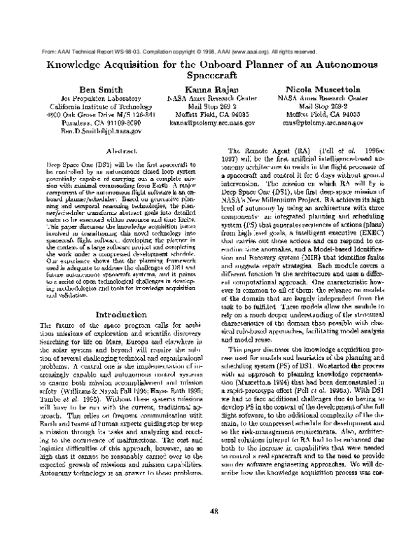 (PDF) Knowledge acquisition for the onboard planner of an autonomous ...