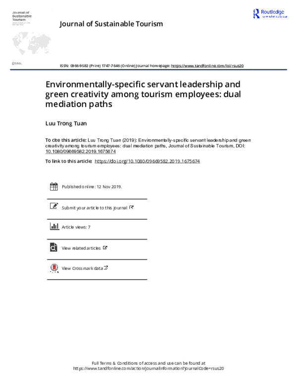 (PDF) Environmentally-specific servant leadership and green creativity ...