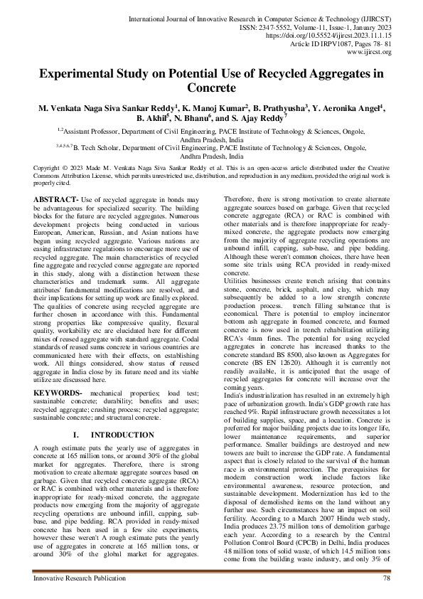 (PDF) Experimental Study on Potential Use of Recycled Aggregates in ...