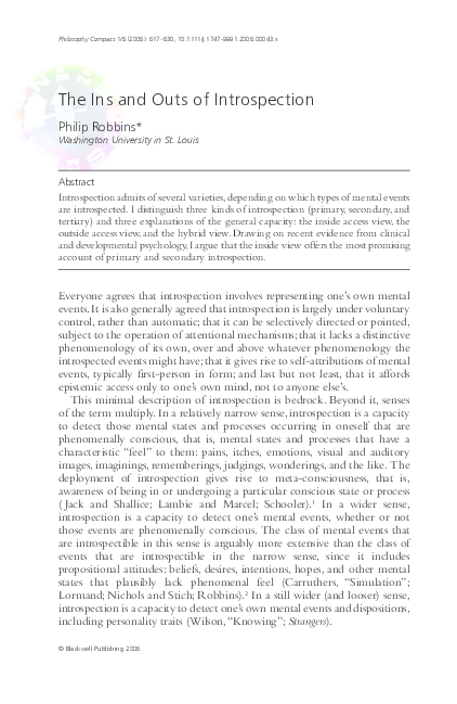 (PDF) The ins and outs of introspection