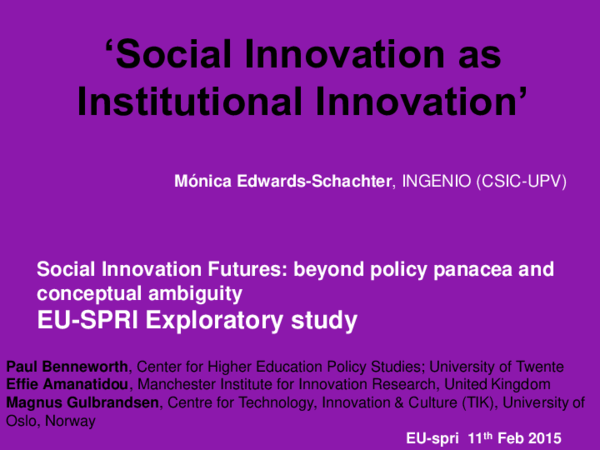(PDF) Social innovation as institutional innovation