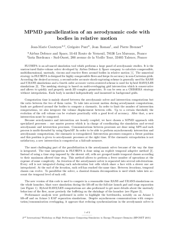 (PDF) MPMD parallelization of an aerodynamic code with bodies in ...