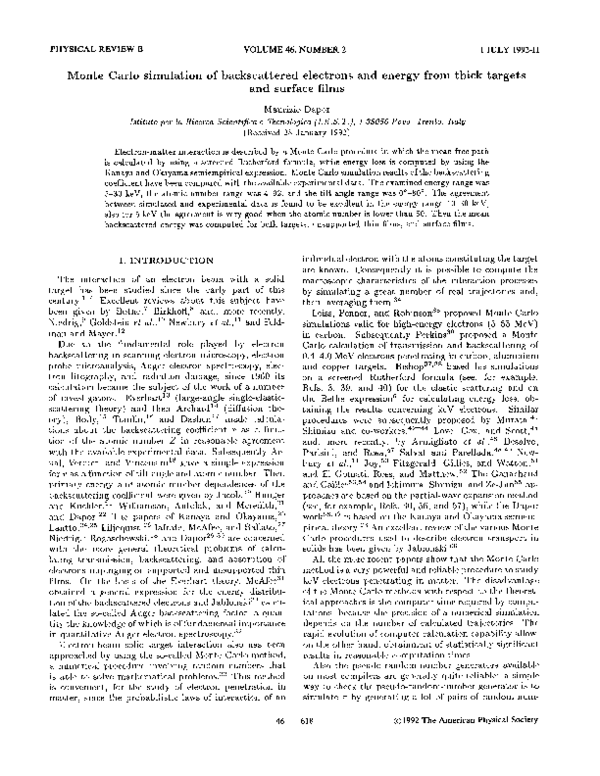 (PDF) Monte Carlo simulation of backscattered electrons and energy from ...
