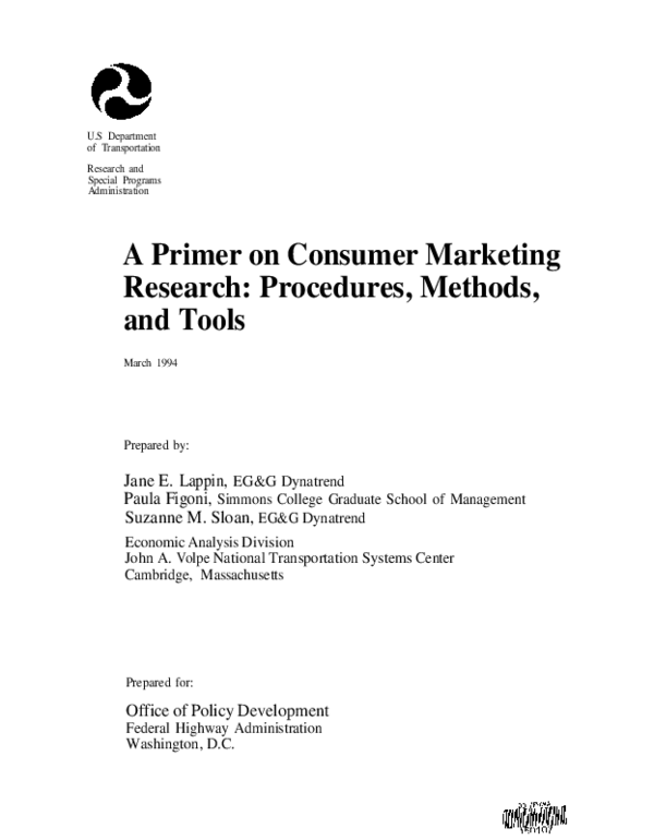 (PDF) A primer on consumer marketing research: Procedures, methods, and ...