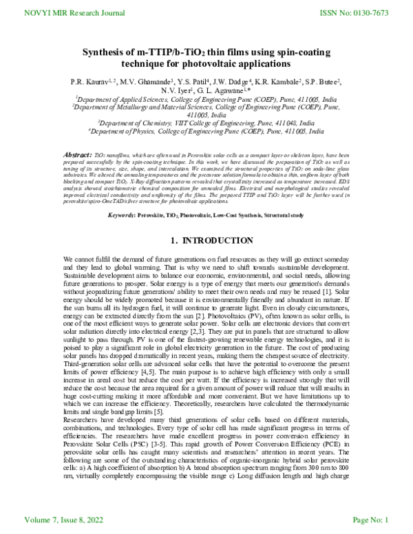 (PDF) Synthesis of m-TTIP/b-TiO2 thin films using spin-coating ...