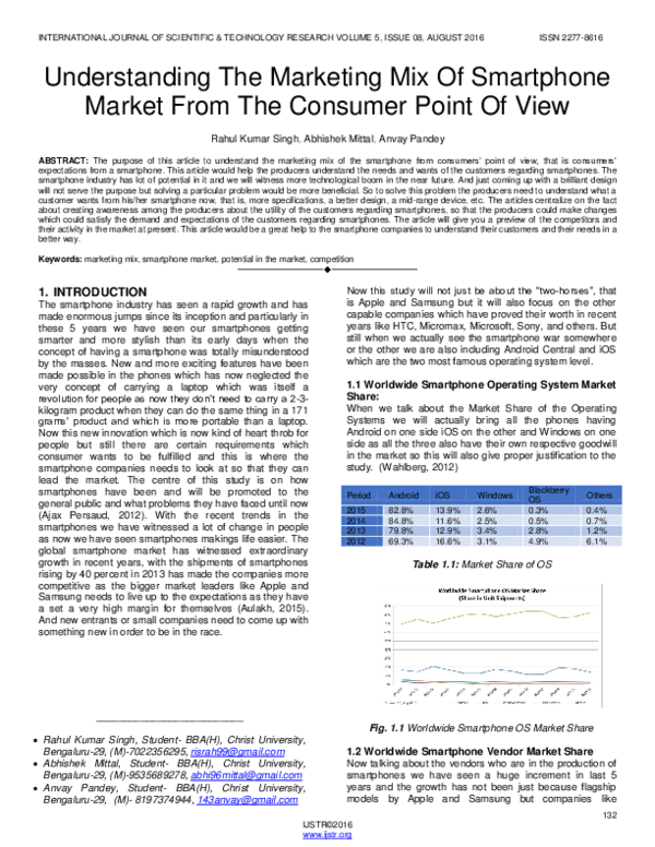 (PDF) Understanding The Marketing Mix Of Smartphone Market From The ...