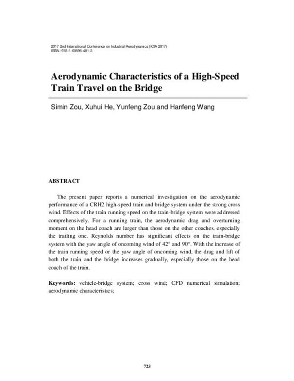 (PDF) Aerodynamic Characteristics of a High-Speed Train Travel on the ...