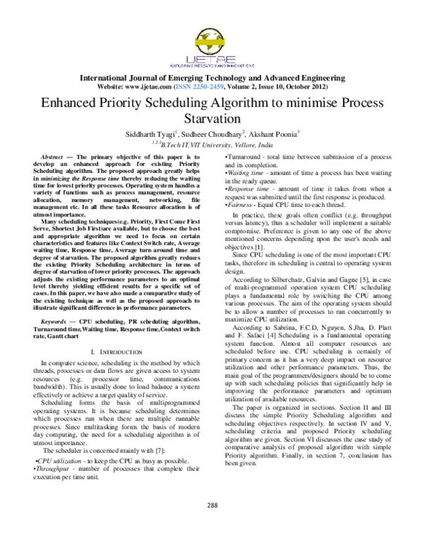  pdf enhanced priority scheduling algorithm to minimise process starvation