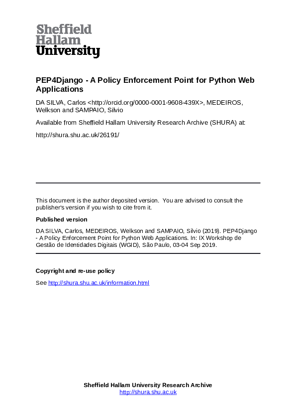 (PDF) PEP4Django A Policy Enforcement Point for Python Web Applications