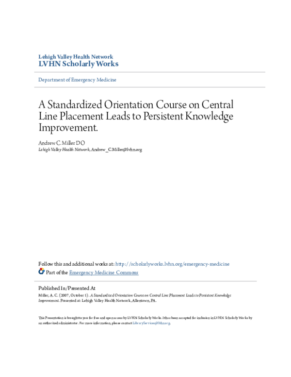 (PDF) 51: A Standardized Orientation Course on Central Line Placement ...